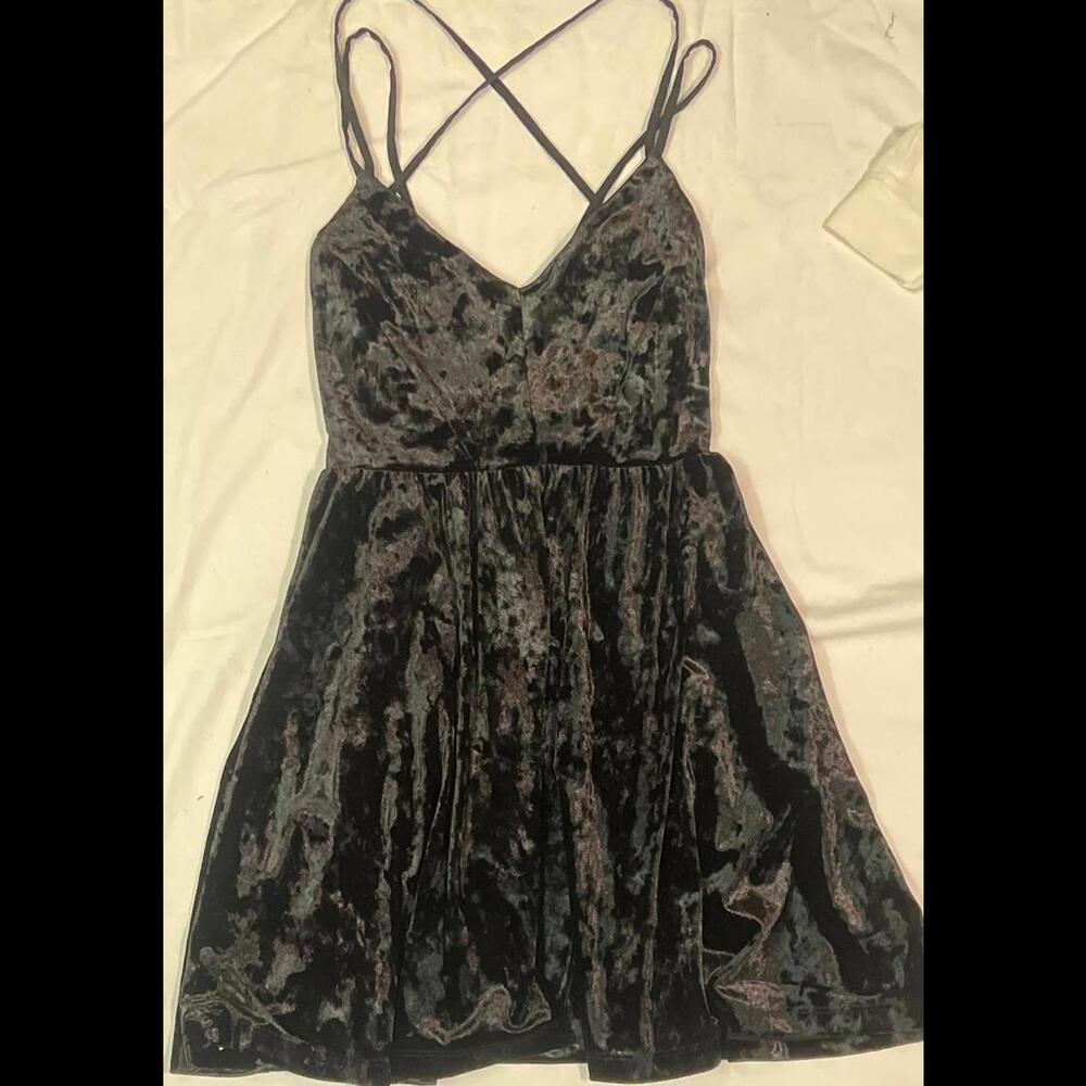 Forever 21 Black Velvet Mini Dress Small